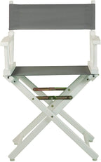 HomeStock Antique 18" Director's Chair Solid Wood Folding Chair with Armrests, Canvas Seat, Compact Foldable Frame, 33.75 x 21.75 x 16 in, 18 in Seat Height, Weighs 10 lb Soft Gray/18-Inch White Fram