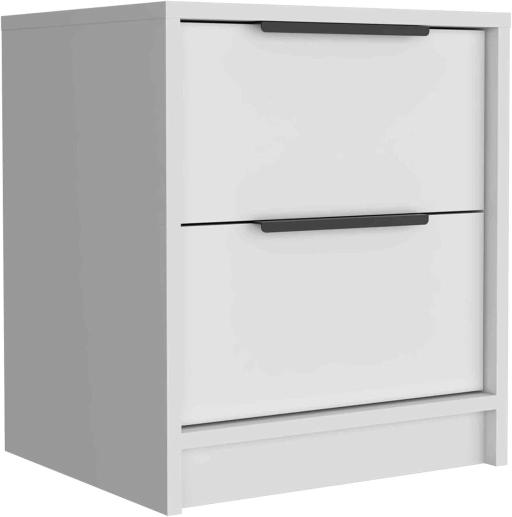 16" 2-Drawer Side Tables, End Table with Stain-Resistant Finish, Accent Table for Compact Spaces, White