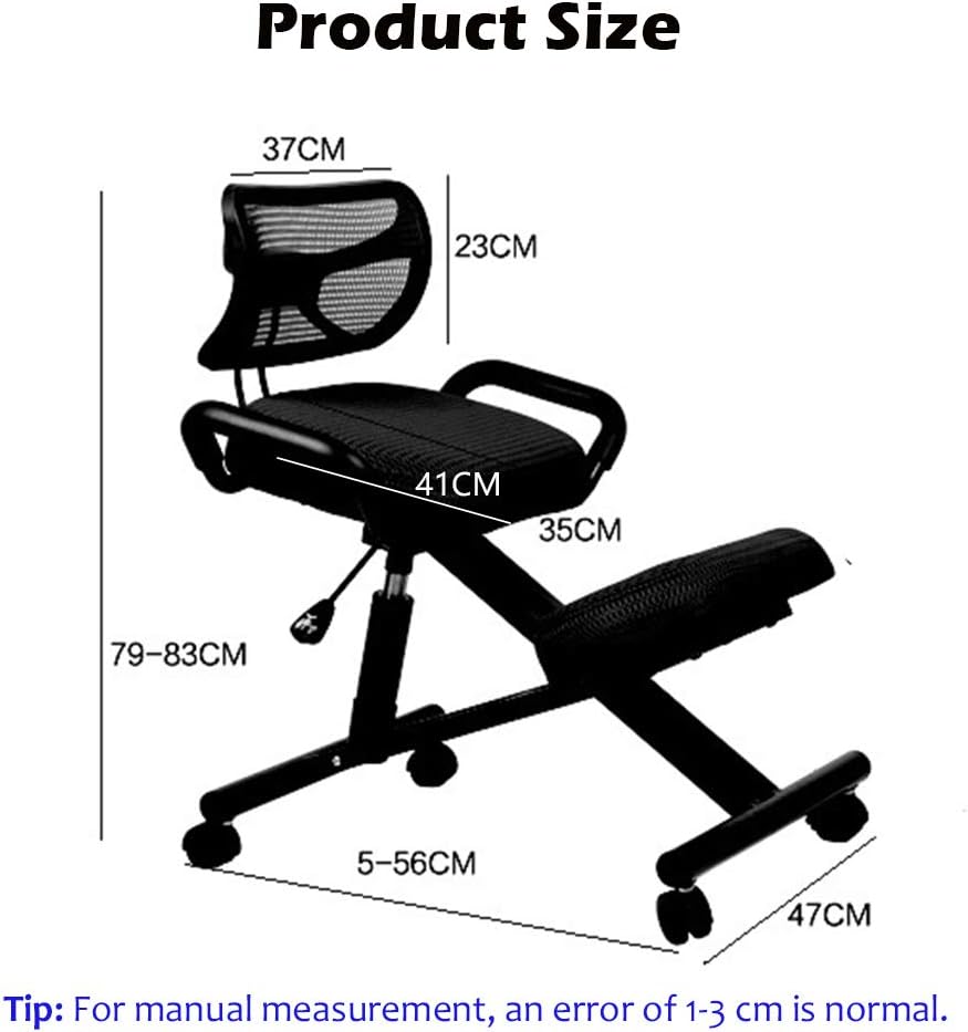 Ergonomic Kneeling Chair,Better Posture Rocking Stool,Ergonomic Office Desk Chairs,Posture Correcting for Bad Backs,Height Adjustable and Rotatable,for & Home (Blue Net)