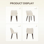 Wooden Dining Chairs Set of 6, Upholstered Kitchen Dining Room Chair, Modern Fabric Farmhouse Dinner Chair for Restaurant & Cafe, Beige