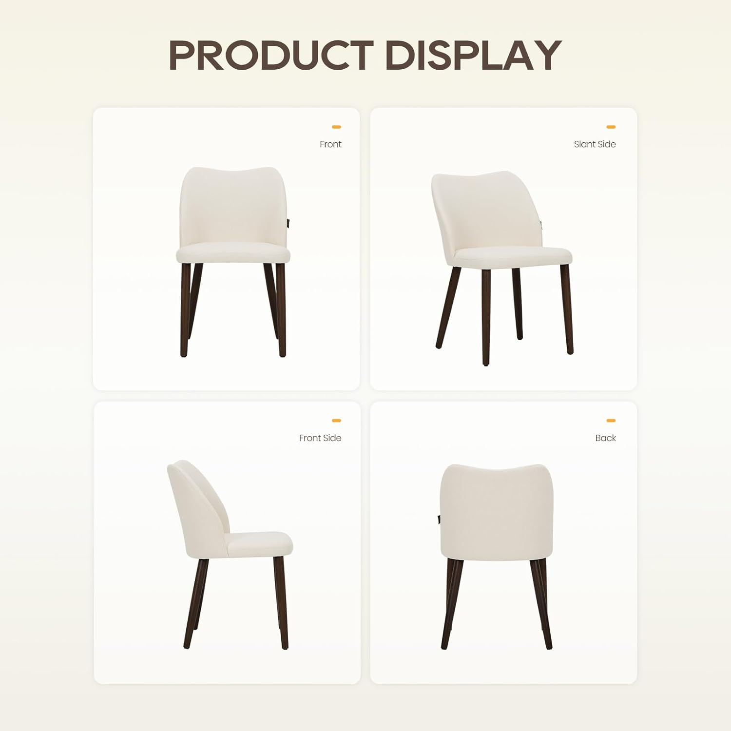 Wooden Dining Chairs Set of 6, Upholstered Kitchen Dining Room Chair, Modern Fabric Farmhouse Dinner Chair for Restaurant & Cafe, Beige