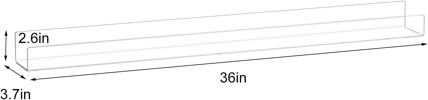 NIUBEE Kids Acrylic Floating Bookshelf 36 Inch,Clear Invisible Wall Bookshelves Ledge Book Shelf,50% Thicker with Screwdriver