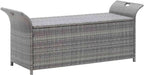 Poly Rattan Patio Storage Bench with Cushion Gray, 54.3 Inch Waterproof PE Storage Bench for Outdoor Use, Large Space with Removable Polyester Cover