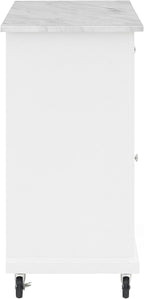 Crosley Furniture Avery Rolling Kitchen Island Storage Cart with Shelves, Microwave Stand, Coffee Bar, Distressed White