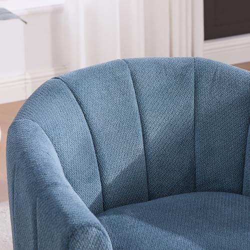 Swivel Barrel Chair Set of 2, 360 Degree Round Swivel Accent Chair for Living Room, Mid Century Modern Upholstered Accent Chair,Comfy Tufted Sofa Armchairs for Bedroom,Nursery,Chenille, Blue