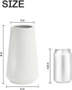 White Ceramic Vase, 8 Inch Flower Vases for Pampas Grass and Dried Flowers, Modern Vase for Living Room Table, Kitchen Shelf, Wedding Centerpiece Decor