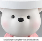 Bear Statue Side Table, Modern and Simple Resin Bedside Table, Small Accent Bear Table, Cute Home Decor for Living Room, Bedroom(Pink)