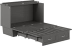AFI, Monroe Full Murphy Bed Chest with 6" Mattress, Storage Drawer & Built-in USB Charger, Grey