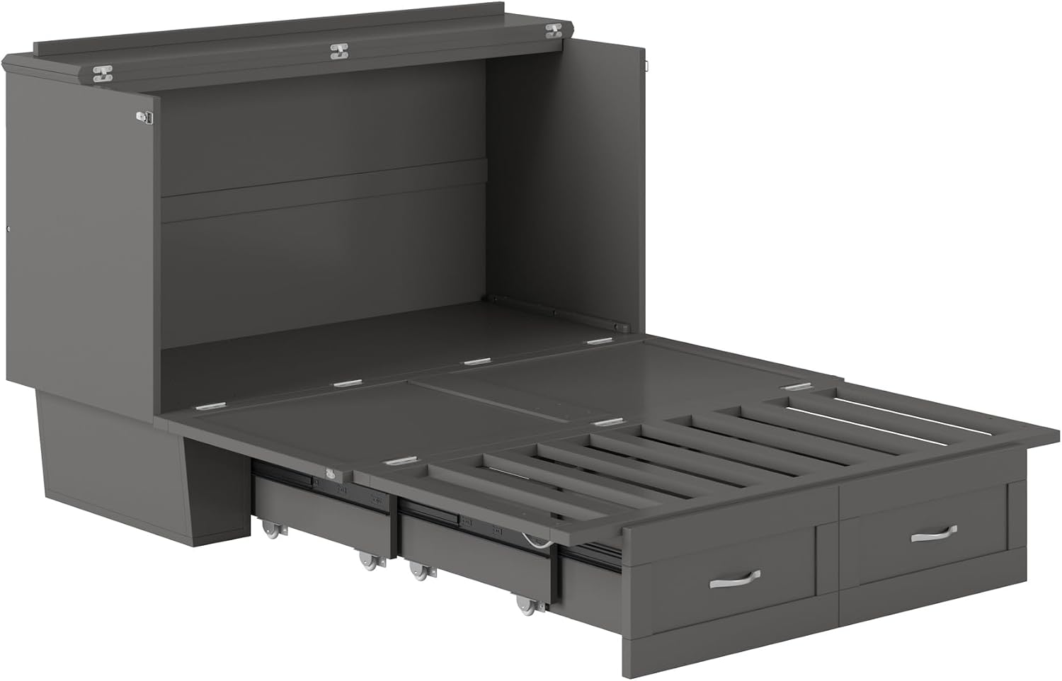 AFI, Monroe Full Murphy Bed Chest with 6" Mattress, Storage Drawer & Built-in USB Charger, Grey