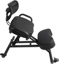 Qinlorgo Height Adjustable Ergonomic Kneeling Chair Posture Corrector Back Support Chair with Mesh Backrest & Leather Cushion for Home Office Spine Health