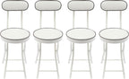 4Pcs Folding Stool with Back Cushioned Padded Folding Stool Portable Bar Stool Collapsible Counter Height Chair for Kitchen Island Home Office Camping Fishing Hiking 18.9Inch Height (White)