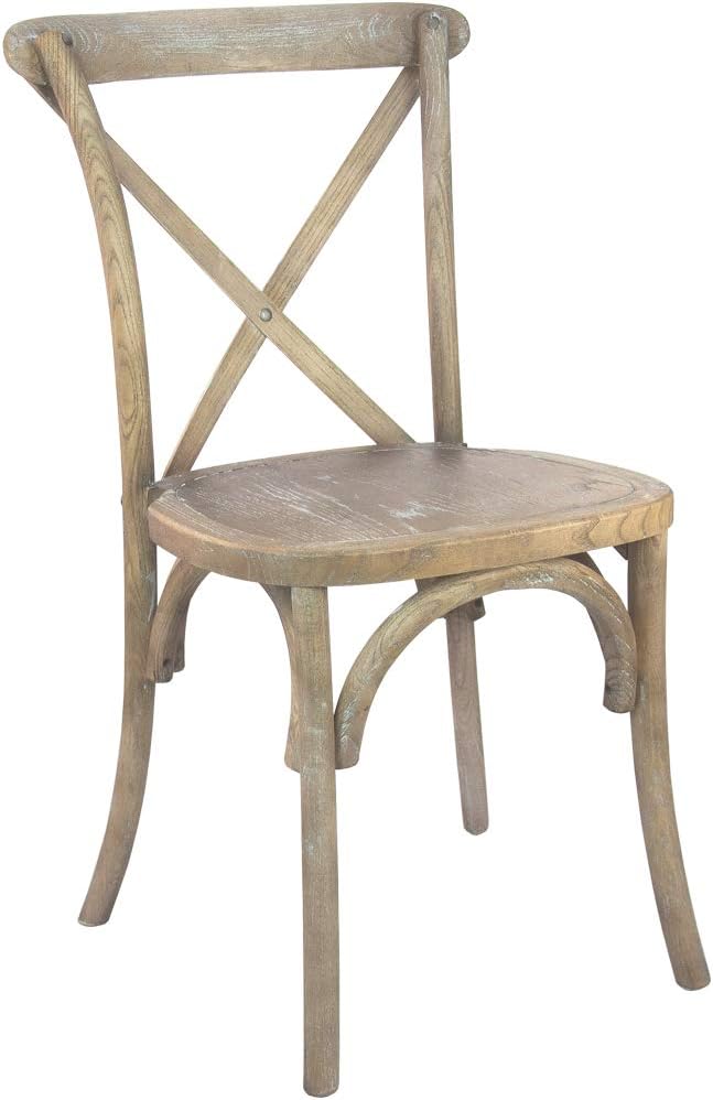 EMMA + OLIVER 2-Pack Wooden X-Back Dining Chair - Light Brown Natural Finish