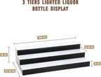 Dollate 3 Tier 16 Inch LED Lighted Liquor Bottle Display, LED Tabletop Wine Shelves Adjustable Lighting & Colors Liquor Storage Rack for Home Bar