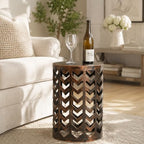 Y&M Outdoor Side Tables Set of 3, Round Heavy Duty Metal Nesting End Tables, Stacking Patio Accent Tables for Outside, Balcony, Garden, Porch, Indoor & Outdoor, Black with Bronze