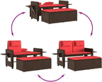 Garden Bench Brown and Red,Foldable Garden Bench with Reclining Function, Stylish Double Seating for Outdoor Comfort and Modern Aesthetic Patio Furniture