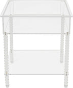 Acrylic Side Table, End Table with Storage, Small Bedside Table Accent Table, Nightstand for Living Room Bedroom, 16x 12x 20in (Clear)