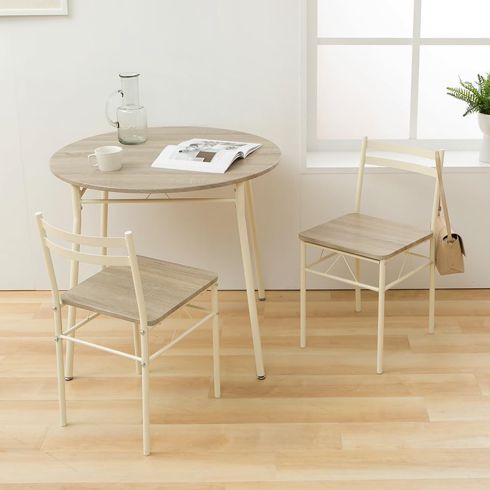 Iris Plaza AS-V80R(NA) 3-Piece Dining Set, 80 Rounds, Natural