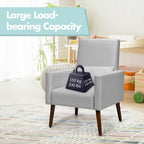 2-in-1 Fabric Upholstered Rocking Chair with Waist Pillow in Light Gray Color for Living Room or Nursery