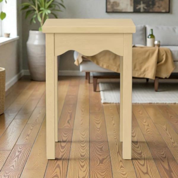 Natural Wavy Accent Side Table, Modern Sculptural End Table with Two-Tone Wood Finish, Small Square Nightstand for Living Room, Bedroom, Plant Stand & Small Spaces, 24 Inch