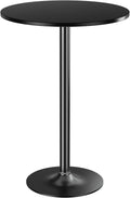 Shahoo Round Bar Table, Cocktail Tables with Metal Base & MDF Top, for Bistro Pub, Cafe, Dark Black
