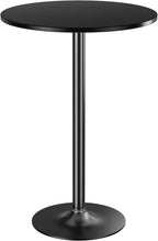 Shahoo Round Bar Table, Cocktail Tables with Metal Base & MDF Top, for Bistro Pub, Cafe, Dark Black