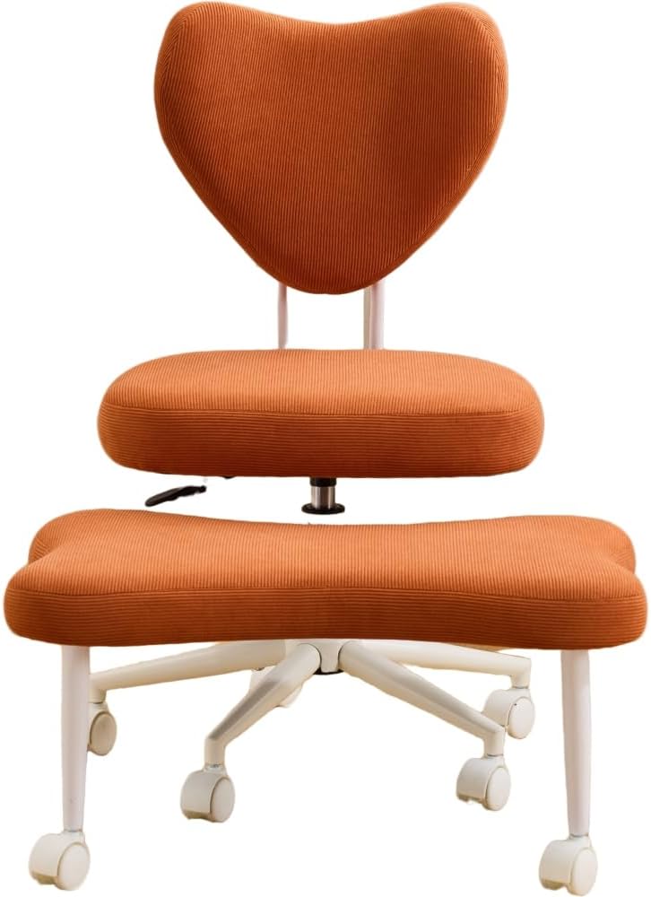 Meditation Chair, an Ergonomic Cross-Legged Seating Chair with Lumbar Support and A Height-Adjustable Seat Cushion, Ideal for People Engaged in High-Intensity Office Work. Orange