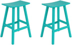 Costaelm All-Weather Bar Stools Set of 2, 29" Height Outdoor Bar Stools, Adirondack Poly Patio Bar Stool for Patio, Deck, Kitchen Counter and Garden, Turquoise