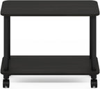 Furinno Turn-N-Tube Side Table, 2-Tier Sofa End Table with Wheels, Toolless Assembly Night Stand, Bedside Table with Open Shelf, for Living Room, Bedroom, Dark Espresso