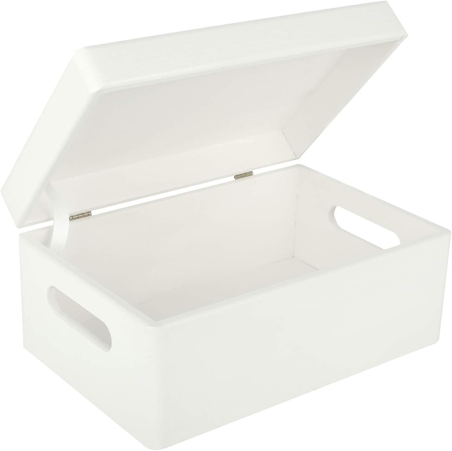 Creative Deco Personalized White Wooden Storage Box Wedding Box | 11.8x7.87x5.51in (+-0.5) | Couple | Hinged Lid Handles Engraving | Gift Box | UNSANDED Keepsake Souvenir Chest