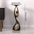 Creative Side Table with Tray Top, Flower Stand, Round End Table, Decorative Accent Piece for Living Room, Home Decor, and Bedside Table(Black)