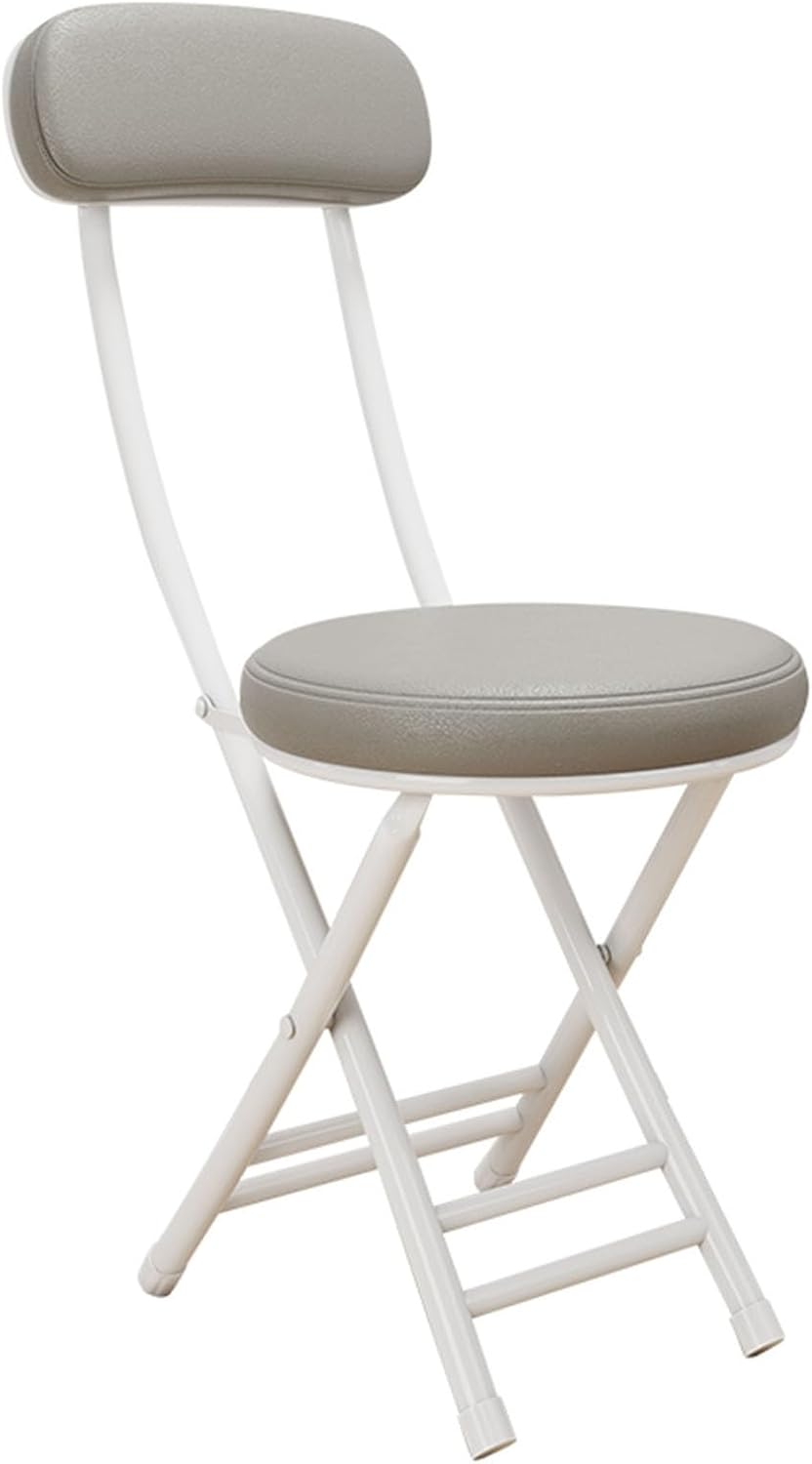 JSWHYBD Cushioned Padded Folding Stools Portable Folding Chair for Home Use with a Comfortable Reclining Backrest Small Footprint Suitable Homes Hotels Conference Rooms(Grey+White)
