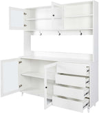 63'' Kitchen Pantry Cabinets with Microwave Shelf, Freestanding Pantry Cabinet with Doors & Countertop, Coffee Bar Hutch & Kitchen Hutch Storage Cabinet with Drawers for Dining Room (White)