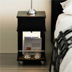 Wooden Night Stand, Minimalist Design Black Bedside Table with Open Storage, Modern End Table with Drawers for Living Room and Bedroom