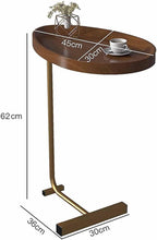 Oval Side Table, MDF Tabletop & Sturdy L-Shaped Metal Legs, Compact Sofa Side Storage Table for Living Room Bedroom(B)