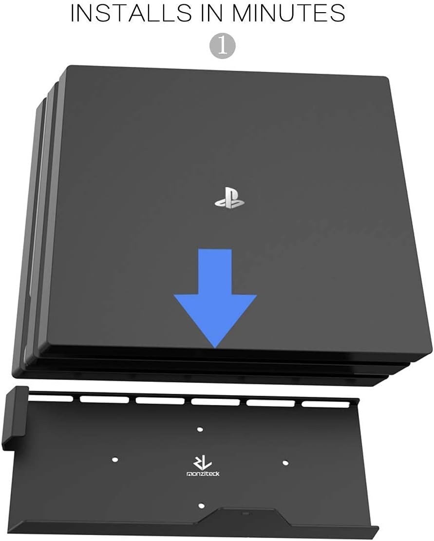 Monzlteck Wall Mount for PS-4 pro,Near or Behind TV, Space Saving,Easy to Install