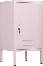 Metal Locker Nightstand with Shelf,Single Door Lockable Metal End Table,Modern Bedside Table, Versatile Side Cabinet for Bedroom, Living Room, or Office (27.55”h x 13.78”w x 14.96”d)