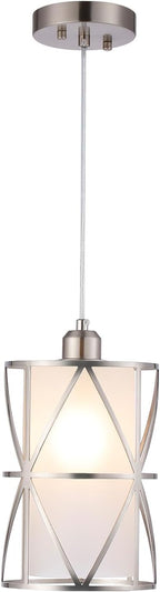 Pendant Lights Kitchen Island with Frosted Glass, Brushed Nickel Hanging Kitchen Lights, Cylindrical Modern Pendant Light, Kitchen Pendant Lighting Over Island, Foyer, Dining Room, Entryway