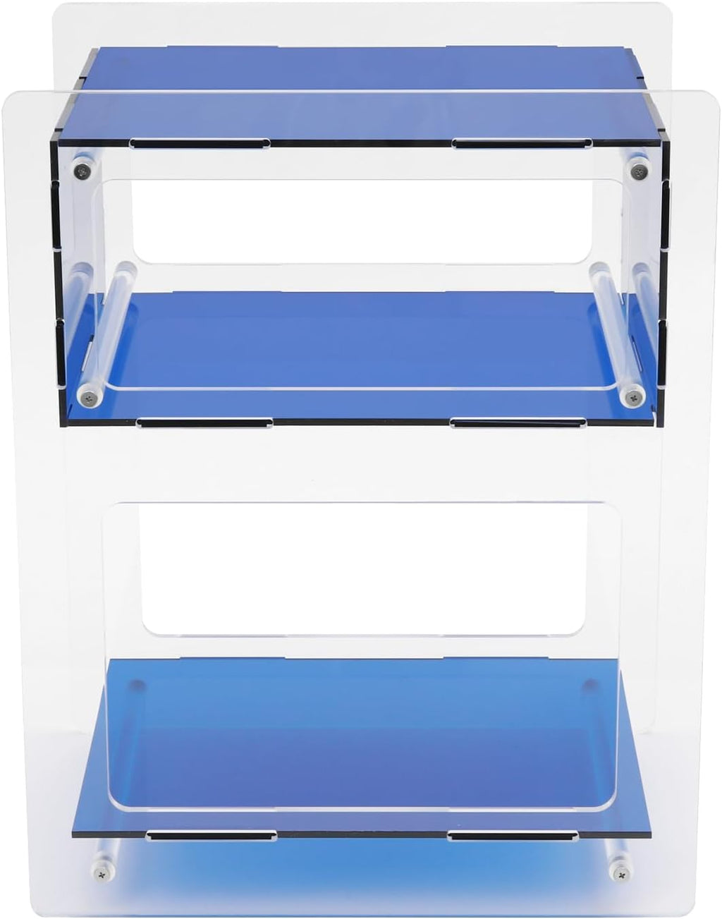 Acrylic Side Table, Acrylic End Table Record Player Table, Bedside Table with Open Storage Shelf, Small Nightstand for Living Room Bedroom Home Decor, 15.7" L x 11.8" W x 19.7" H (Blue)