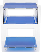 Acrylic Side Table, Acrylic End Table Record Player Table, Bedside Table with Open Storage Shelf, Small Nightstand for Living Room Bedroom Home Decor, 15.7" L x 11.8" W x 19.7" H (Blue)