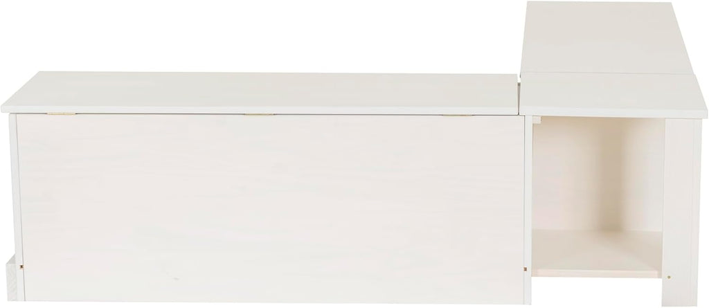 Linon Harris White Solid Pine Backless Nook with Interior Storage