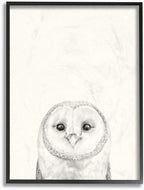 Stupell Industries Owl Portrait Grey Drawing Design, Designed by Victoria Borges Wall Art, 11 x 1.5 x 14, Black Framed