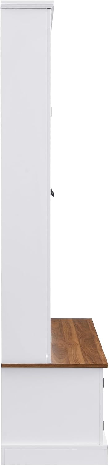 LUMISOL Farmhouse Hall Tree with Bench and Shoe Storage, Entryway Bench with Coat Rack, Hooks, 8 Cabinets & 4 Top Cubbies for Mudroom, Entrance, Hallway, White