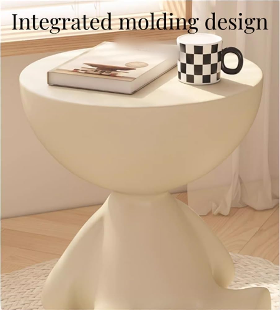 Round End Table with Storage, Cute Sofa Side Table, Versatile Nightstand, Modern Creative Coffee Table for Living Room, Bedroom, Bathroom(Orange)