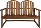 43.3 inch Outdoor Garden Bench, Solid Acacia Wood 2 Seater Loveseat for Patio, Backyard, Deck, and Balcony Seating Furniture