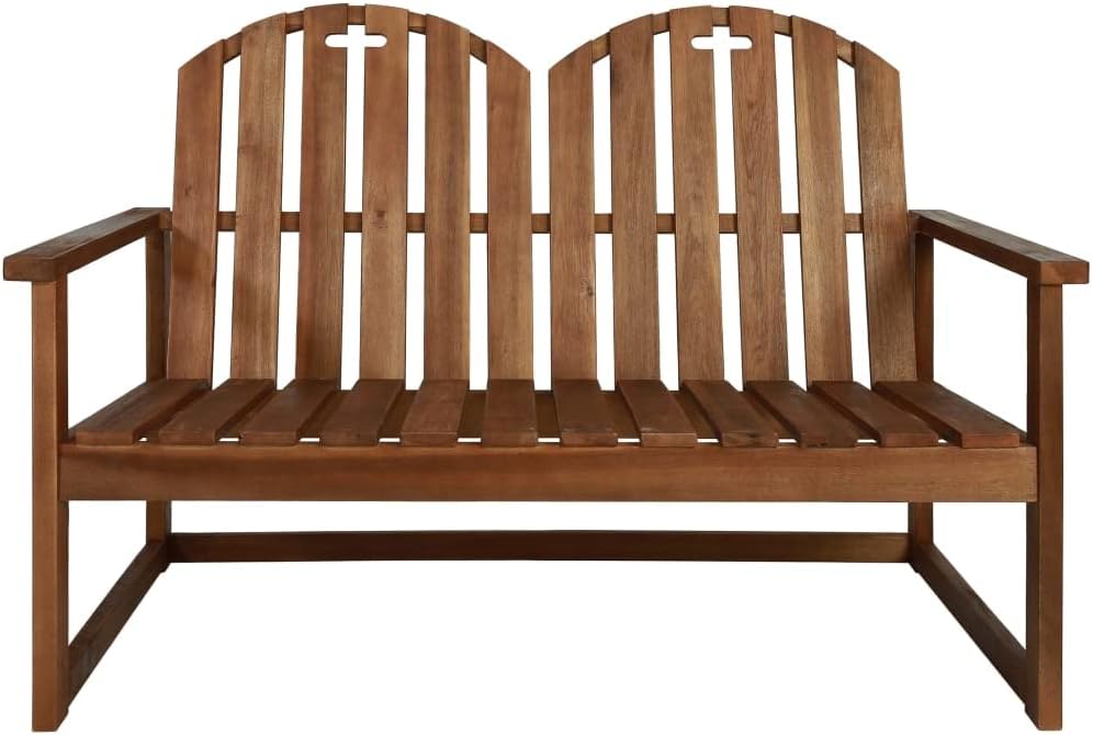 43.3 inch Outdoor Garden Bench, Solid Acacia Wood 2 Seater Loveseat for Patio, Backyard, Deck, and Balcony Seating Furniture