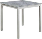 SOFTSEA Wooden Dining Table up for 4, Square Kitchen Table with Solid Wood Legs, 34.5 Inch Modern Dining Table with Spacious Tabletop, for Kitchen Living Room, Silver Grey