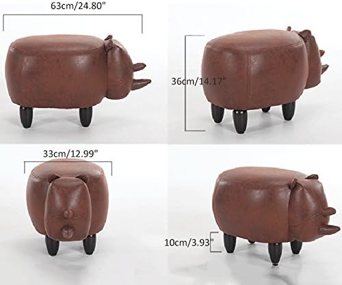 OLizee® Decorative Cow Storage Ottoman Footstool Cute Animal Upholstered Stool for Kids Wooden Accent Footrest, Black White