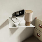Modern Geometric Triangle Floating Shelf, Wall Mounted Sage Green Metal & Wood Storage Shelf for Bedroom Living Room, Small Items, Phone, Clock, Speaker