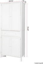 70.87" Tall Kitchen Pantry, Storage Cabinet, Kitchen Cabinet, Drawer and Adjustable Shelves, for Kitchen, Dining Room, White,15.75 * 29.53 * 70.87