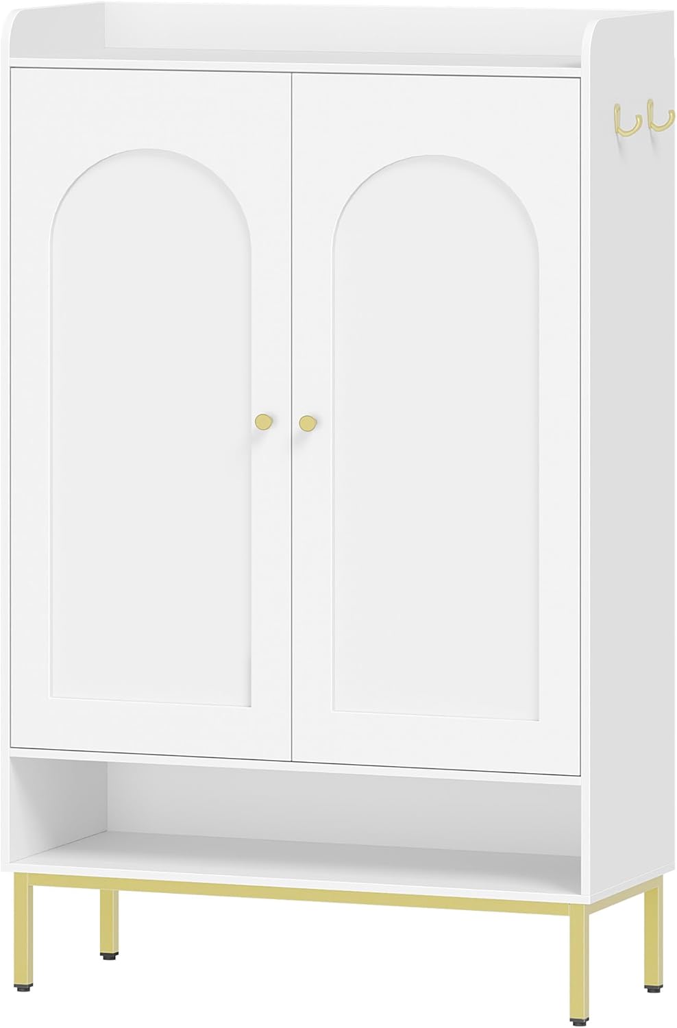 Hzuaneri Shoe Cabinet with Doors, 7-Tier Shoe Storage Cabinet with Adjustable Shelves, Wooden Shoes Organizer Cabinets with Top Storage Layer, 28-32 Pairs, for Entryway, Hallway, White SR68703A